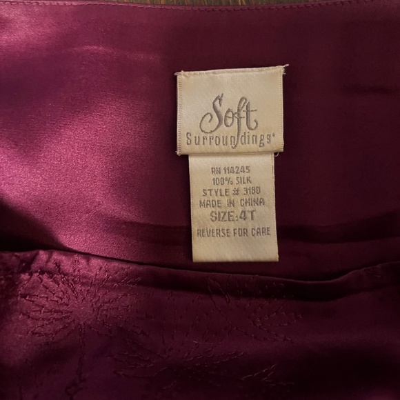 Soft Surrounding Silk Embroidered Lined Maxi Skirt--Size 4 - Picture 11 of 12